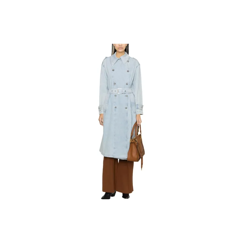 PINKO Trench Coats Women's Light Blue-1