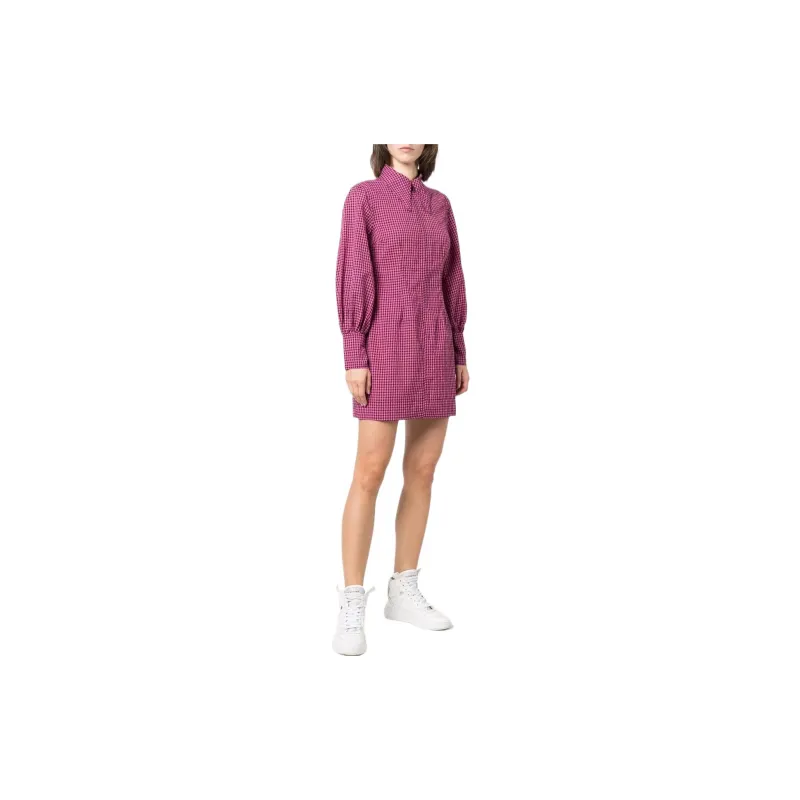 GANNI Long-Sleeved Dresses Women's Fuchsia-3