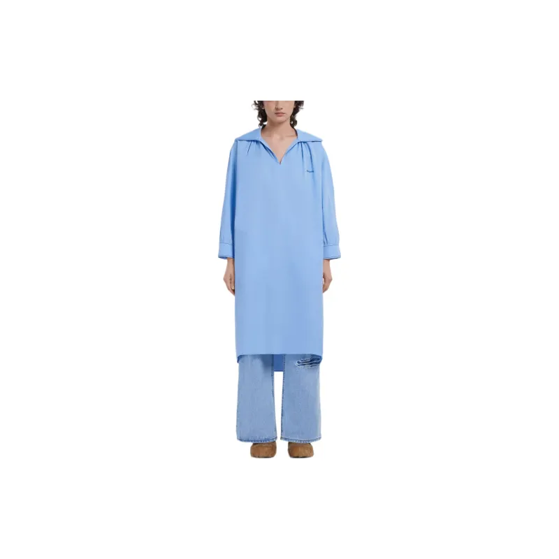 MARNI Logo Embroidered V Neck Long Sleeved Dress-3