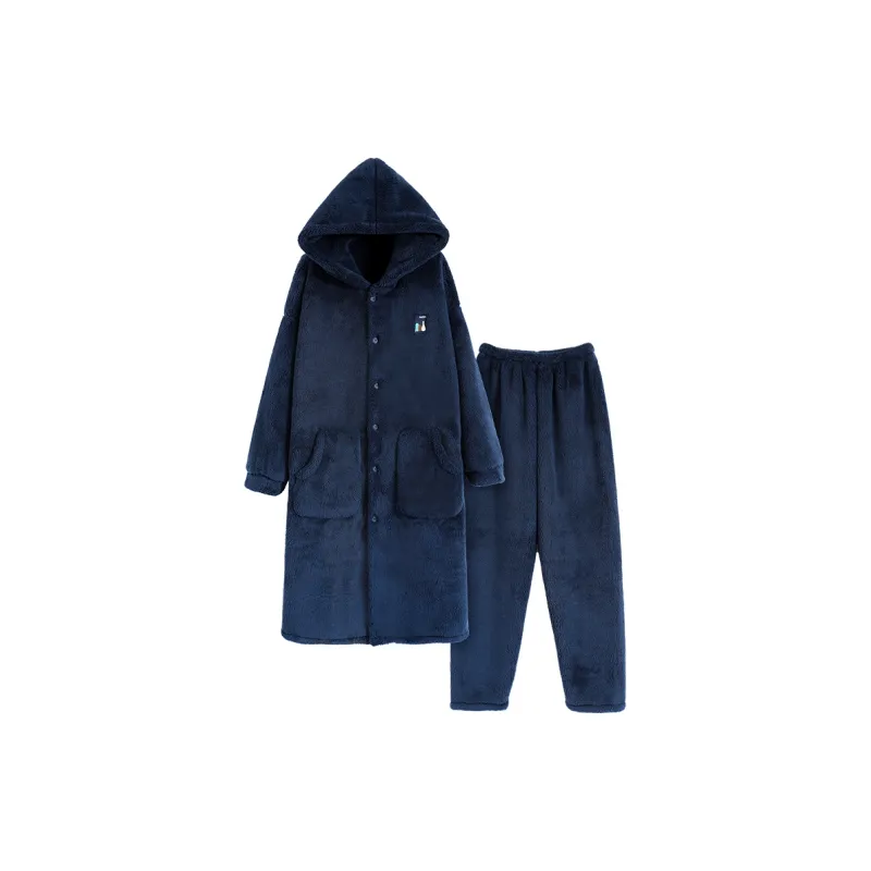 Qiao Ni Tong Pajama Set Men's Navy Blue-0
