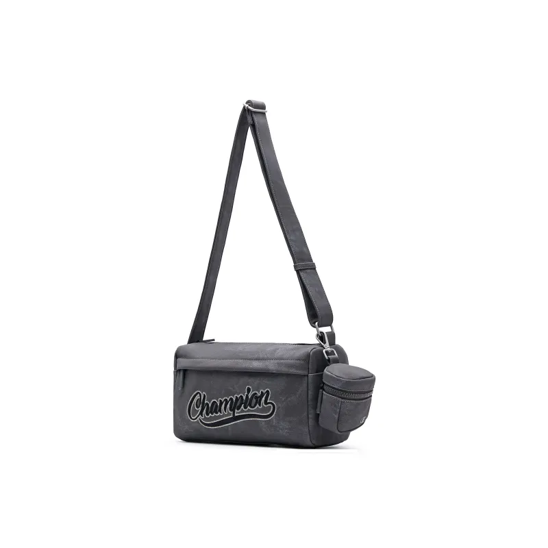 Champion Fabric+Artificial Leather Crossbody Bag Medium Size Unisex Smoke Gray/Champion Blue/Latte Brown/Black-1