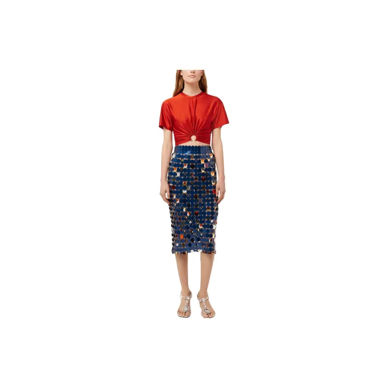 Paco Rabanne Paillette chainmail Pencil Midi Skirt-3