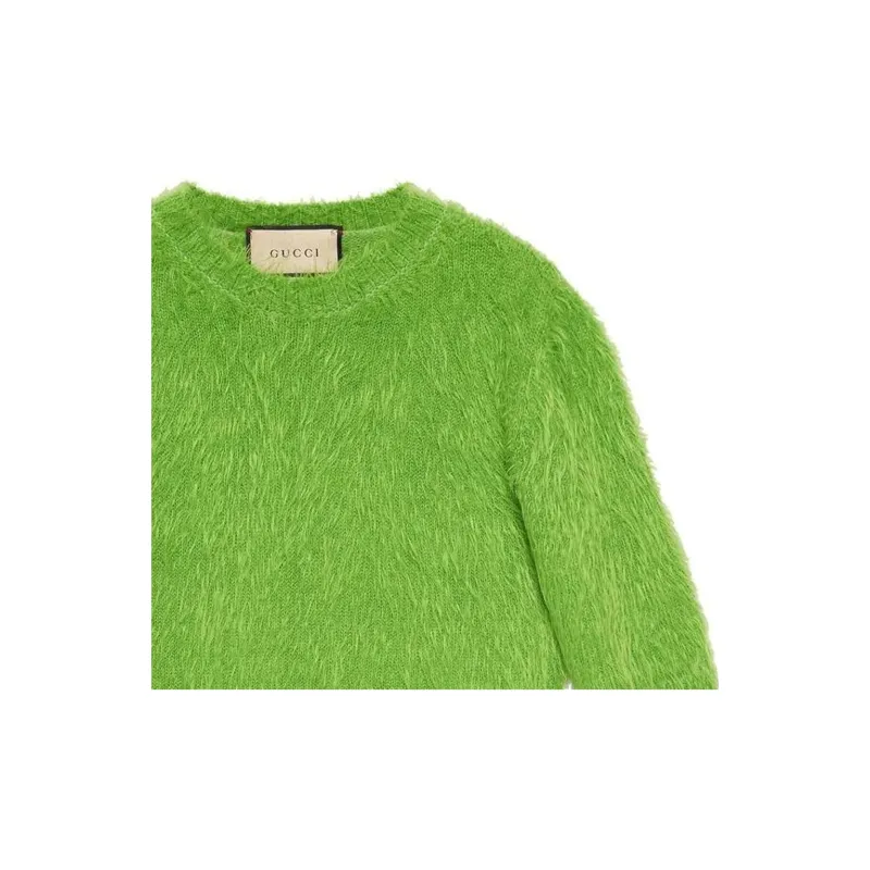 GUCCI Brushed Wool Knit Sweater Green-5