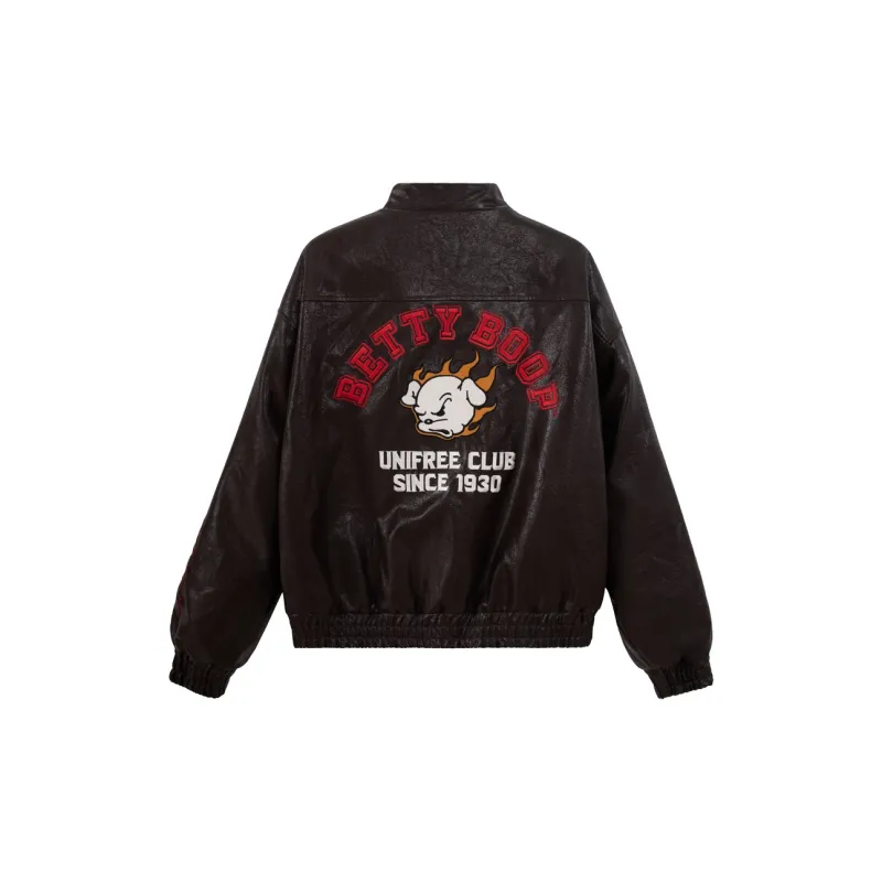 UNIFREE x BETTY BOOP Leather Jacket Women's Brown-1