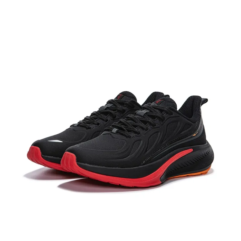 Erke Cushioned Wear-Resistant Breathable Low-Top Long Distance Running Running Shoes Men's Black Gray-1