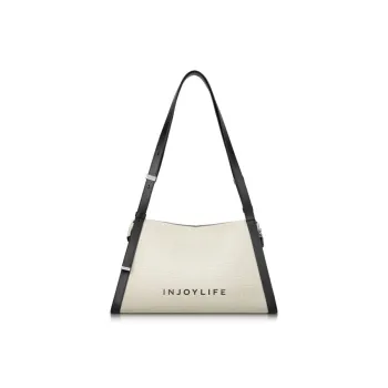 INJOYLIFE Canvas Tote Bag, Shoulder Bag Women's Ecru Multicolor