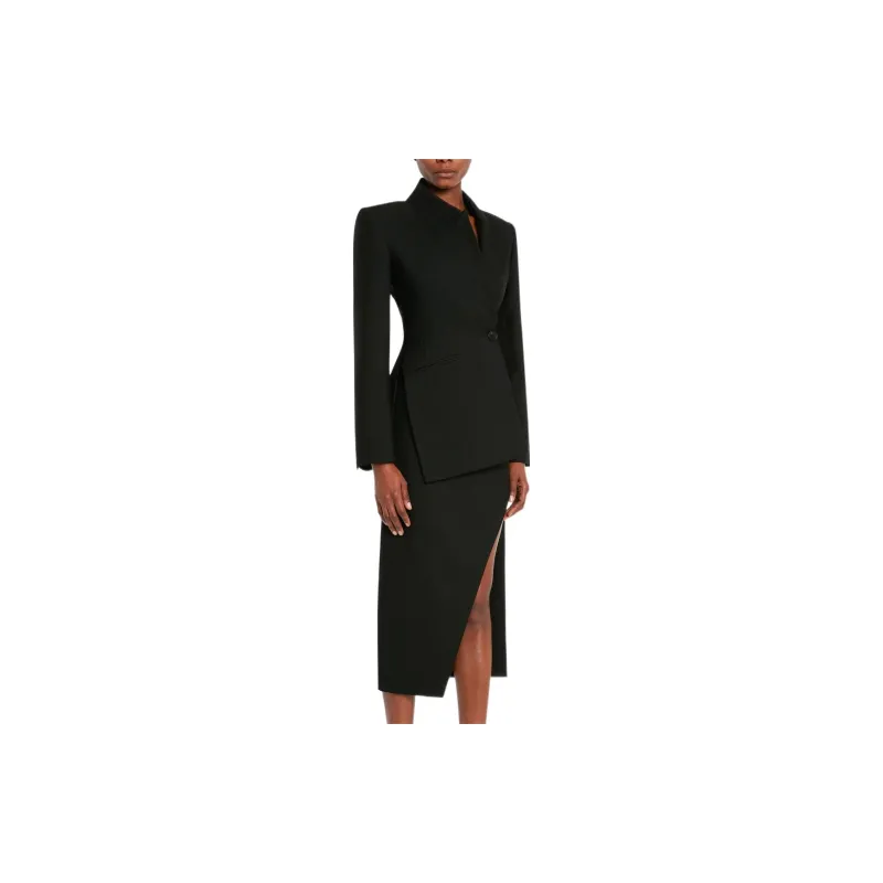 Alexander McQueen High Waist Slit Detailed Midi Skirt-3