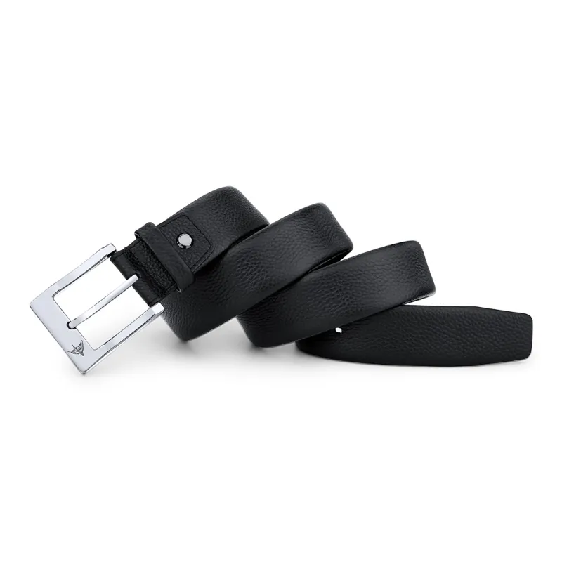 WilliamPOLO Cow Leather Leather Belts Men's Silver 3.8cm Width-1