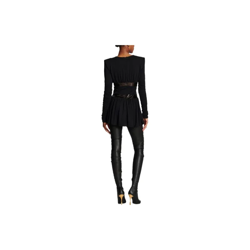 BALMAIN Sequin embellished V neck Mini Dress-1