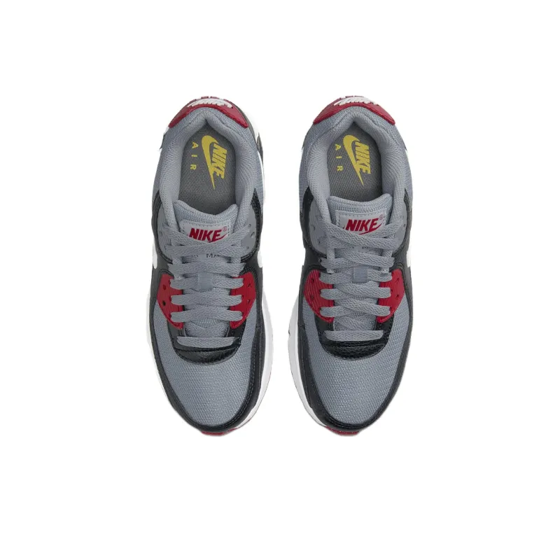 Nike Air Max 90 Anti Slip Wear Resistant Low Top Kids' Running Shoes Gray Black Teenagers-3