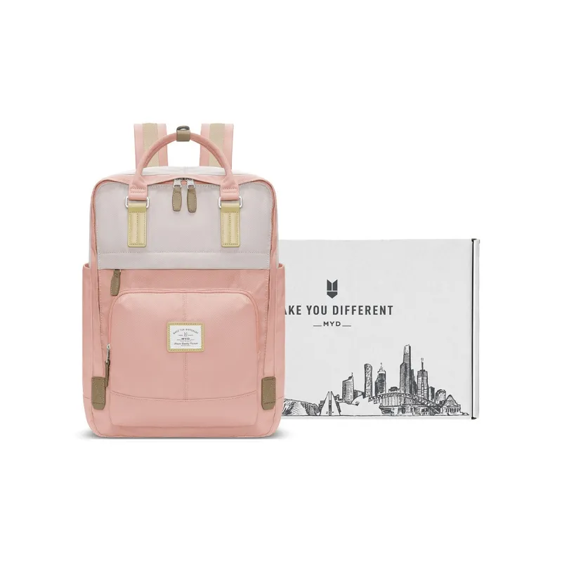 MYD Polyamide/Fabric Backpack, Backpack Medium Size Unisex Honey Peach Pink-0