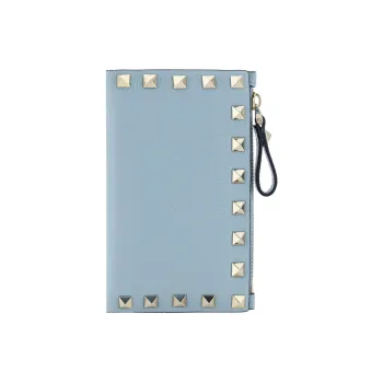 Valentino GARAVANI ROCKSTUD Calfskin Wallet Women's Light Blue