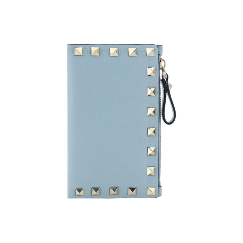 Valentino GARAVANI ROCKSTUD Calfskin Wallet Women's Light Blue-0