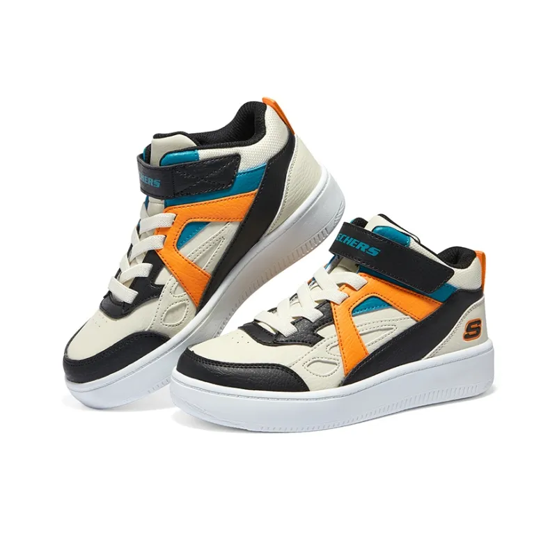 Skechers Slip-Resistant Cushioning Wear-Resistant Low-Top Kids' Skateboarding Shoes Black White Orange Teenagers-2