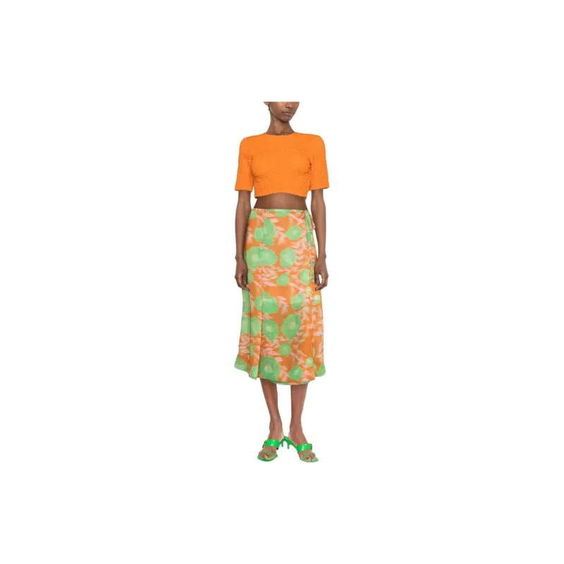 GANNI Floral-Printed Tie Fastened A-Line Skirt-1