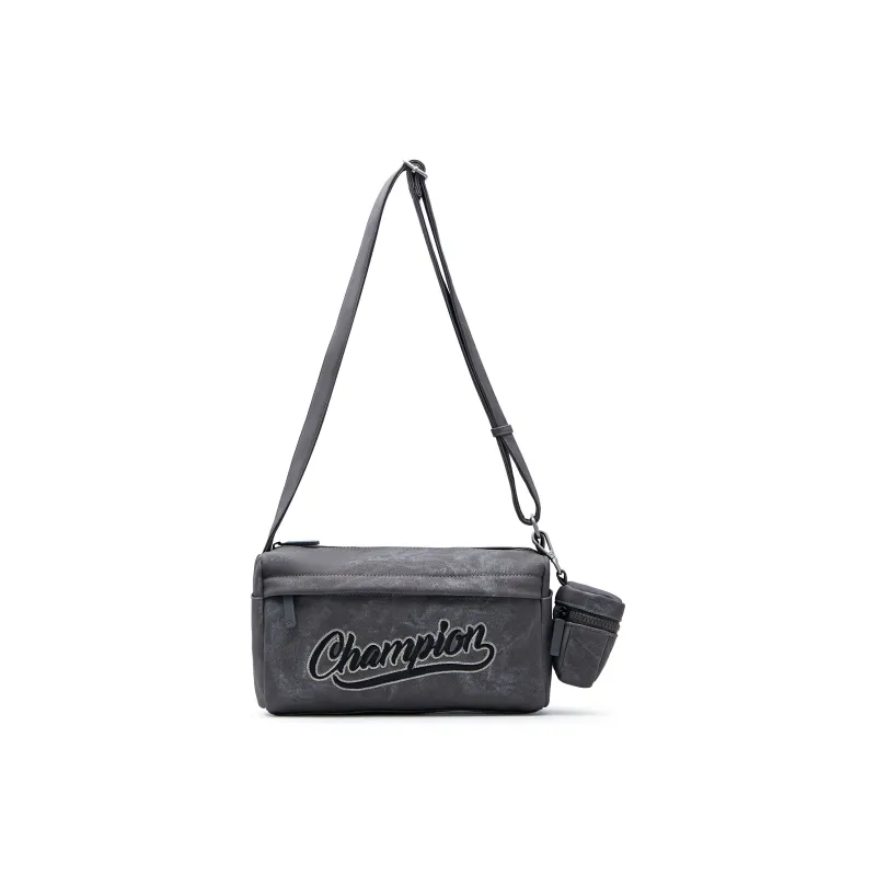 Champion Fabric+Artificial Leather Crossbody Bag Medium Size Unisex Smoke Gray/Champion Blue/Latte Brown/Black-0