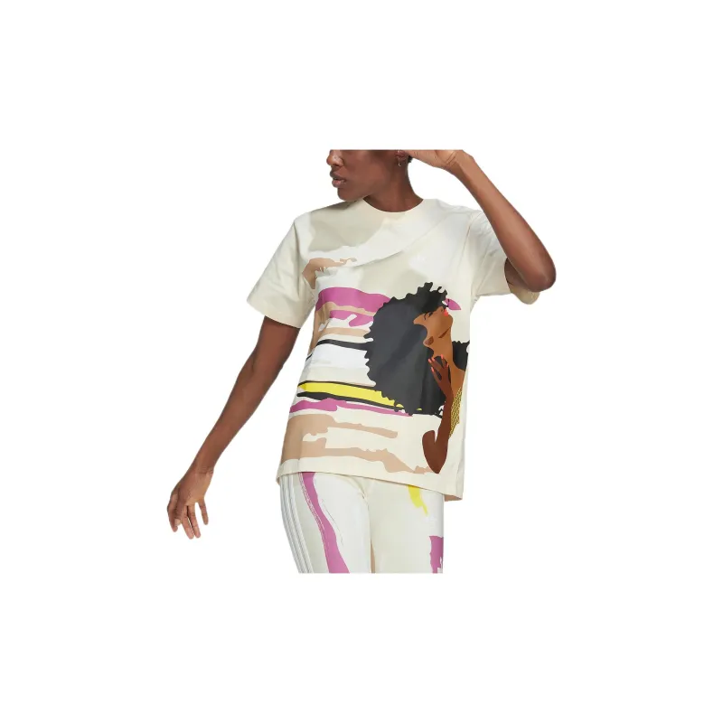 Adidas Originals THEBE MAGUGU Regular T Shirt Women's Beige-2