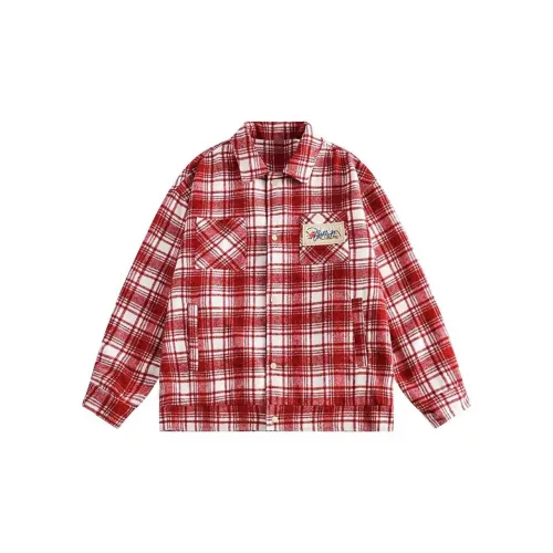 STARFEI Shirts Women's Red Check