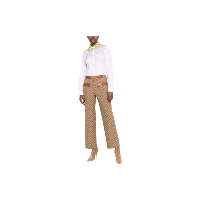 GUCCI Monogram pattern Straight leg Trousers-1