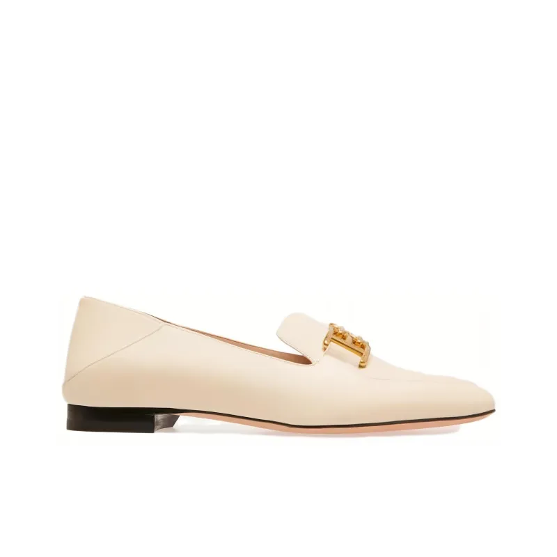 BALLY Ella 10mm Logo-plaque Leather Loafers-1