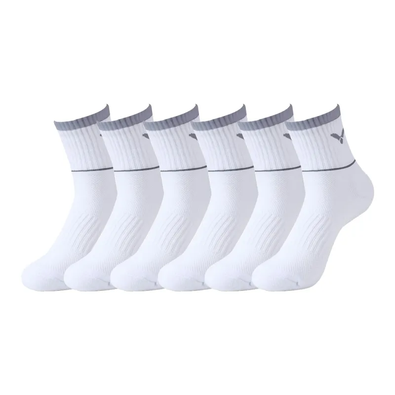 VICTOR Mid Calf Socks Unisex Combo Set White Gray-1
