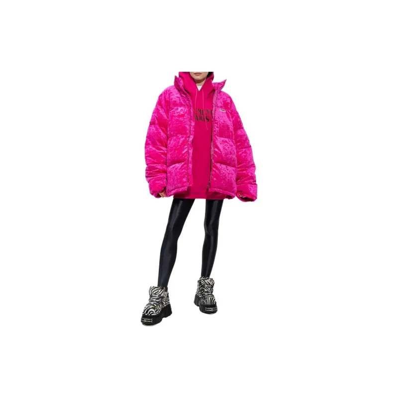 Vetements Logo-patch Velour Down Puffer Jacket-2
