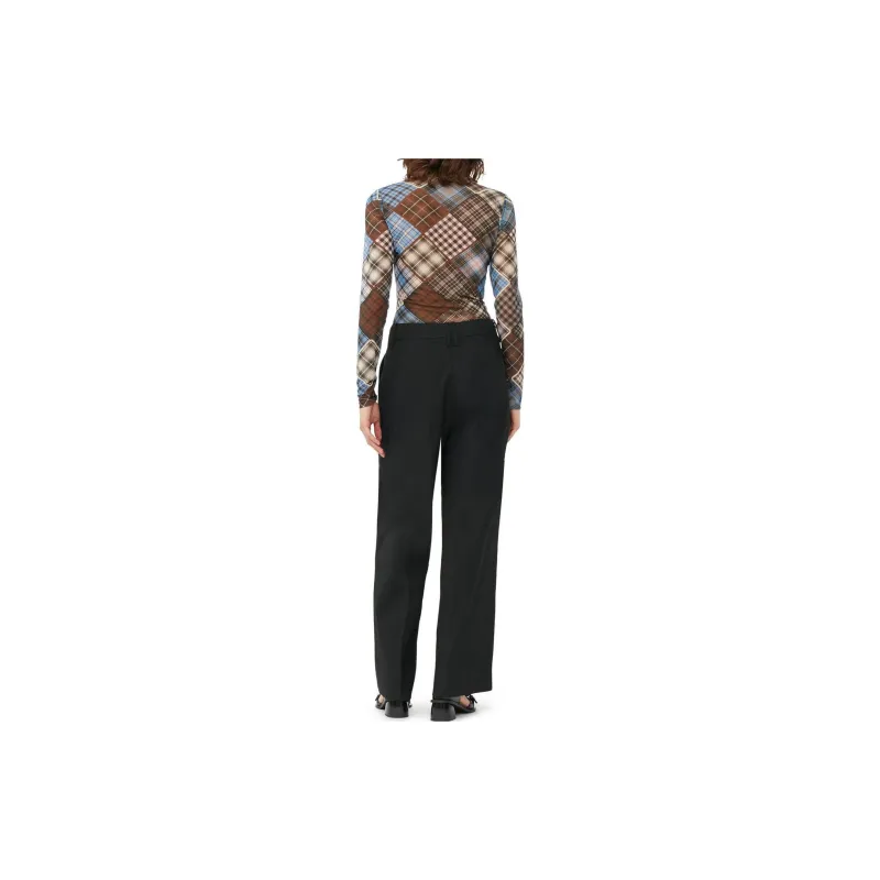 GANNI Checkered Roll-neck T-shirt-3