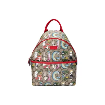 GUCCI Canvas With Leather Kids Bag Kids' Ebony & Red