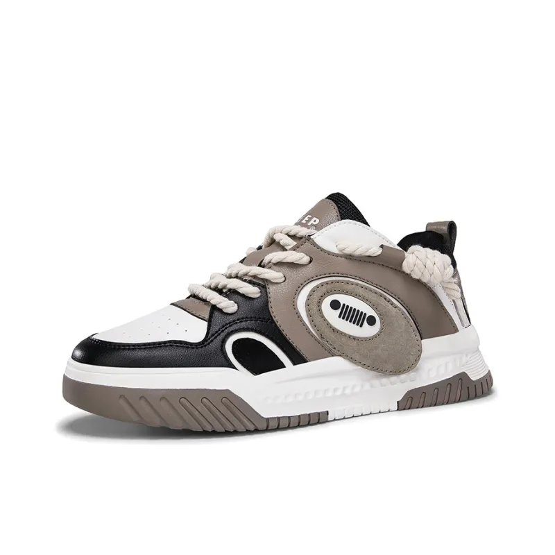 JEEP SPIRIT Skateboard Shoes Men Low Top Polar White/Graphite Black-2