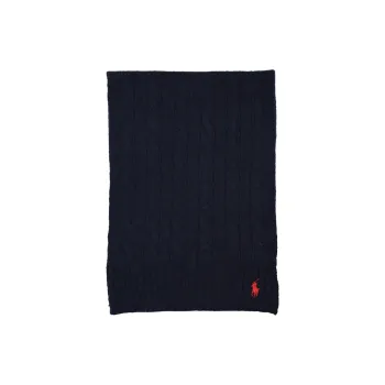 Polo Ralph Lauren Logo Embroidered Cable Knitted Scarf
