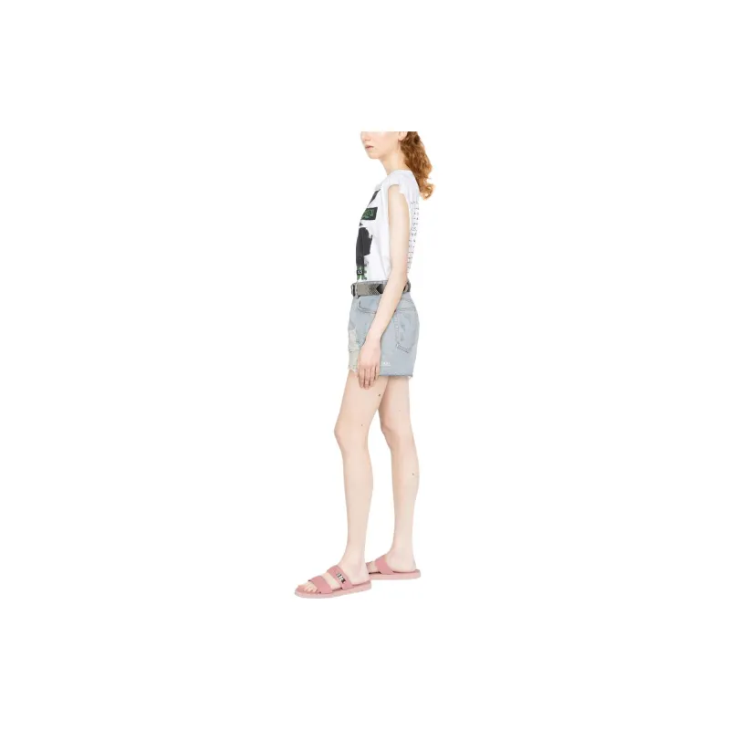 Ksubi High waisted Distressed Denim Shorts-1