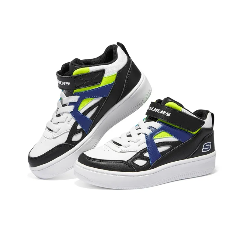 Skechers Anti-Slip Wear-Resistant Low-Top Kids' Skateboarding Shoes Black Green Teenagers-2