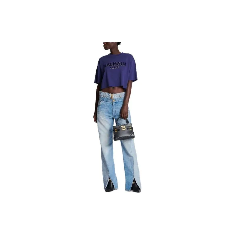 BALMAIN Logo-print Cropped T-shirt-2