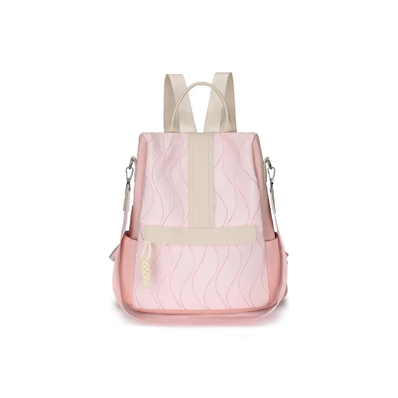 GEERDUN Oxford Backpack Unisex Ecru/Black/Pink/Light Green-4