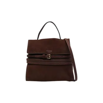 MOSCHINO Calf Suede Shoulder Bag Crossbody Bag Handbag Women's Cedar Brown