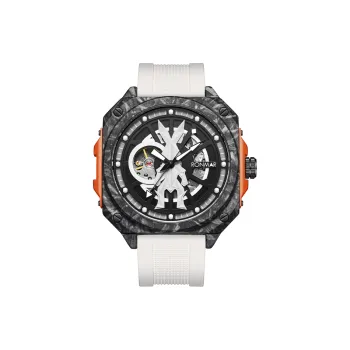 RONMAR Automatic Mechanical Movement Rubber Strap Watch Men's Watches Black Dial