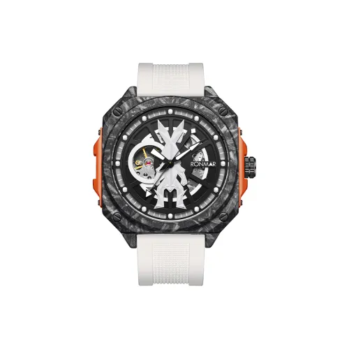 RONMAR Automatic Mechanical Movement Rubber Strap Watch Men's Watches Black Dial