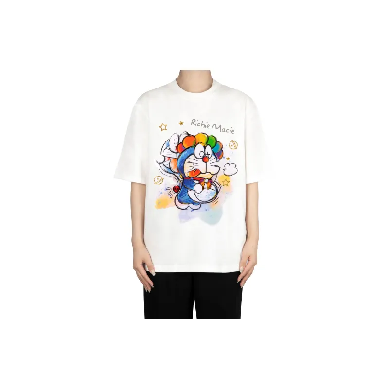 Richie Macie Drop Shoulder Sleeve T Shirt Unisex White-4