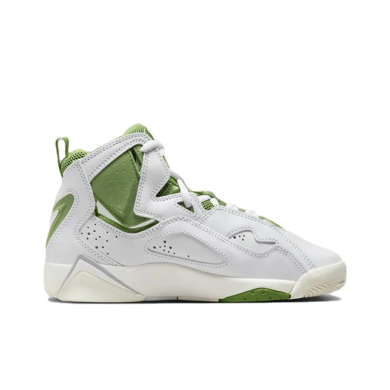 Jordan True Flight Non-slip Wear-resistant Shock Absorption High-Top Children's Basketball Shoes White Green Teenagers-1