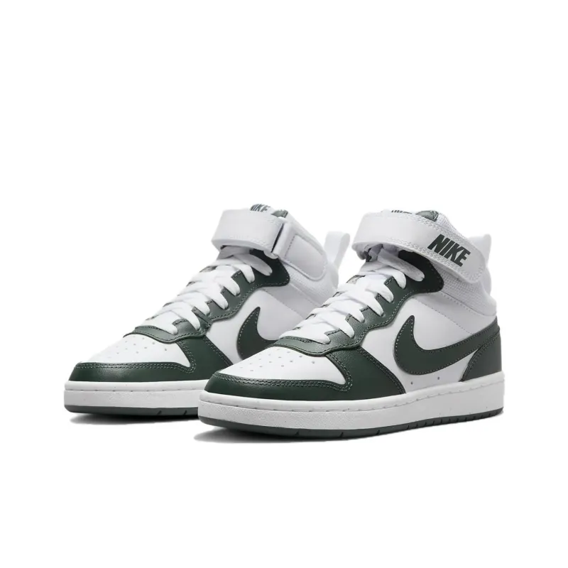 Nike Court Borough Anti Slip Wear Resistant Mid Top Kids' Skateboarding Shoes Green Teenagers-2