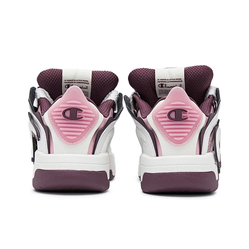 Champion Low-Top Skateboard Shoes Women's Milk White Night Brown Red-3
