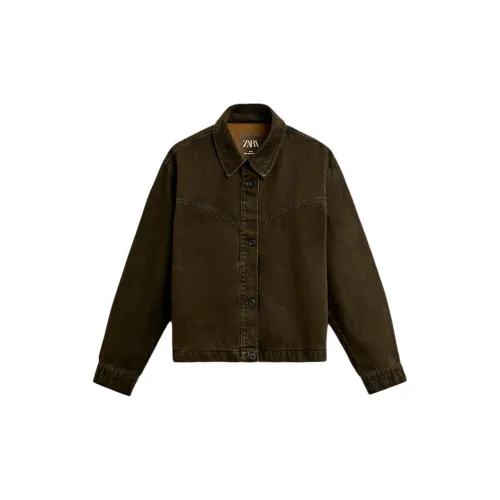 ZARA Denim Jackets Men Brown