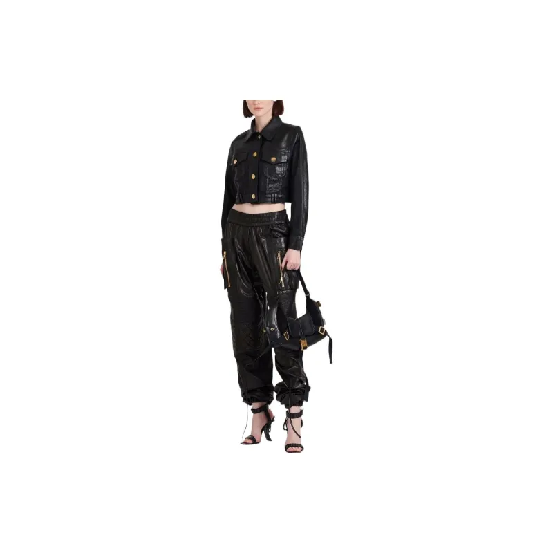 BALMAIN Cropped Coated denim Jacket-1
