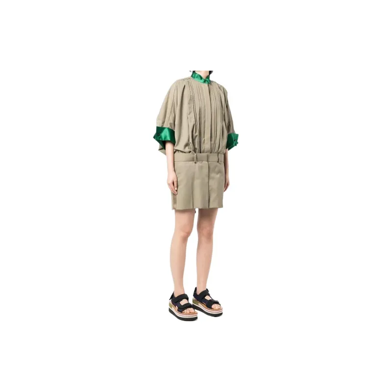 Sacai Long-Sleeved Dresses Women's Taupe-2