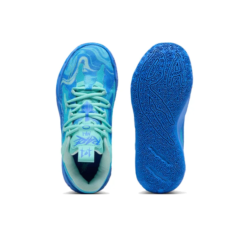 PUMA PUMA X LAMELO BALL Anti Slip Wear Resistant Low Top Children's Basketball Shoes Blue Green Teenagers-3