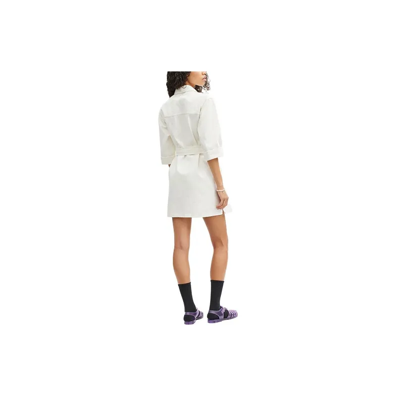 COACH Short Sleeved Dress Women's White-2