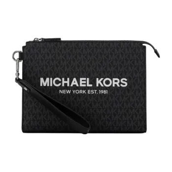 MICHAEL KORS MK Cooper Coated Canvas Clutch Tubas Men's Black