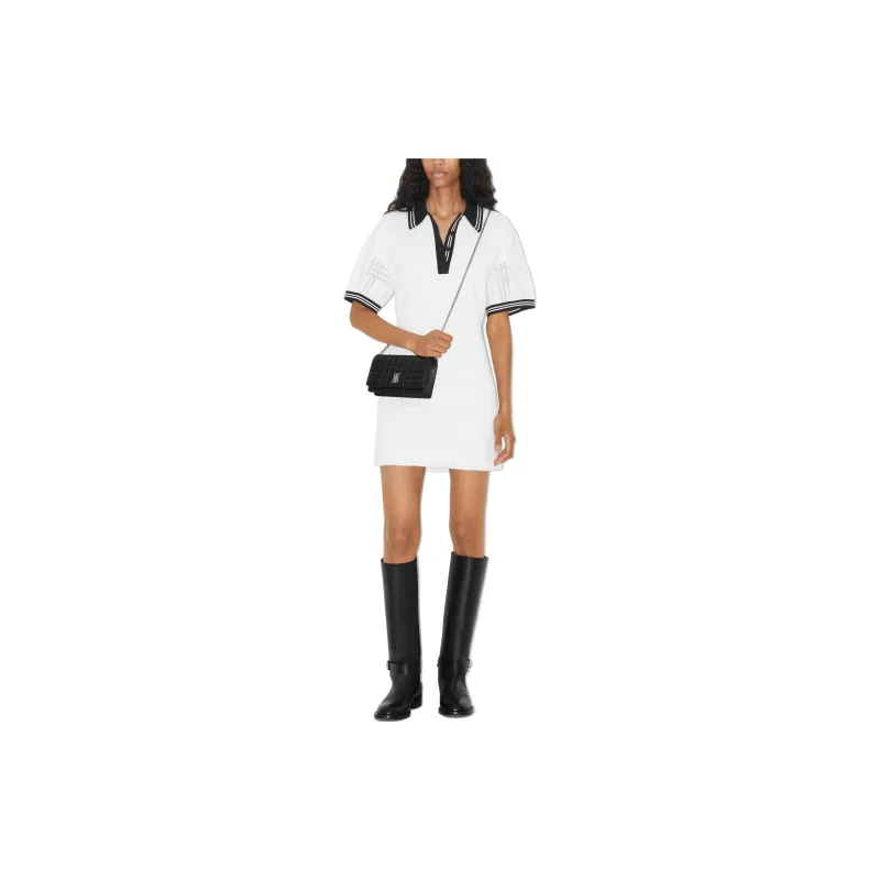 Burberry Check Stripe trim Polo Dress-3