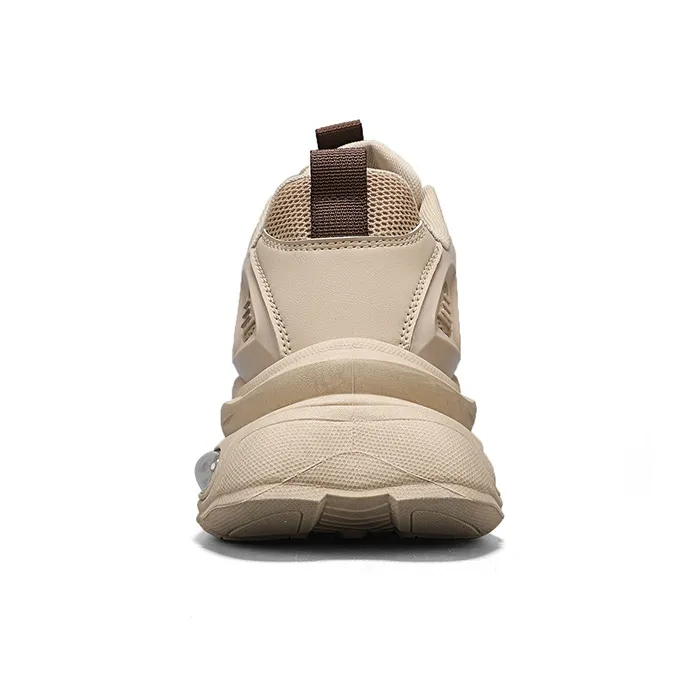 Warrior Slip Resistant Lightweight Height Increasing Low Top Chunky Sneakers Men's Brown-4