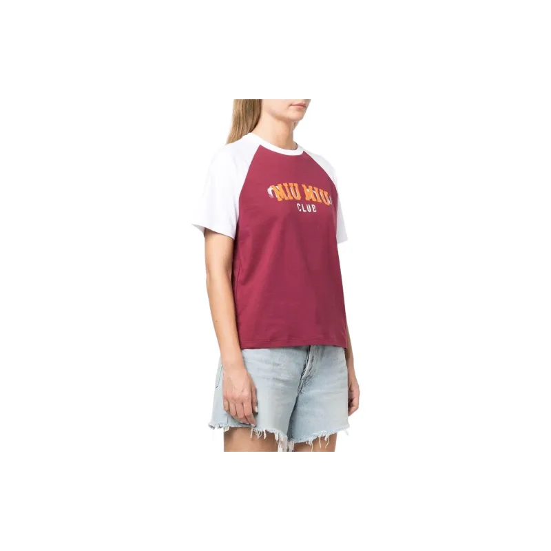 MIU MIU SS22 Raglan Sleeve T Shirt Women's Red-2
